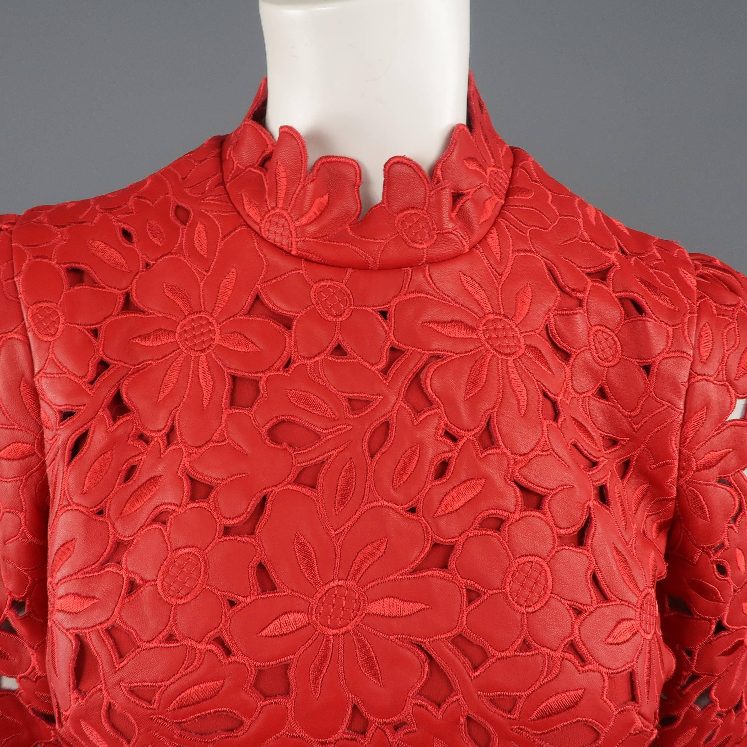 Valentino Red Leather Dress - 50th Anniversary - Fall 2012 Runway - Retail $9800 In Excellent Condition In San Francisco, CA