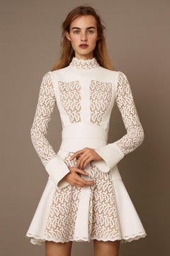 Alexander McQueen White Cream Lace Cocktail Dress, Pre-Fall 2015 Runway
