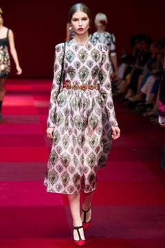 Dolce & Gabbana Spring 2015 Runway Pink Sacred Heart Silk Blend Gown / Dress