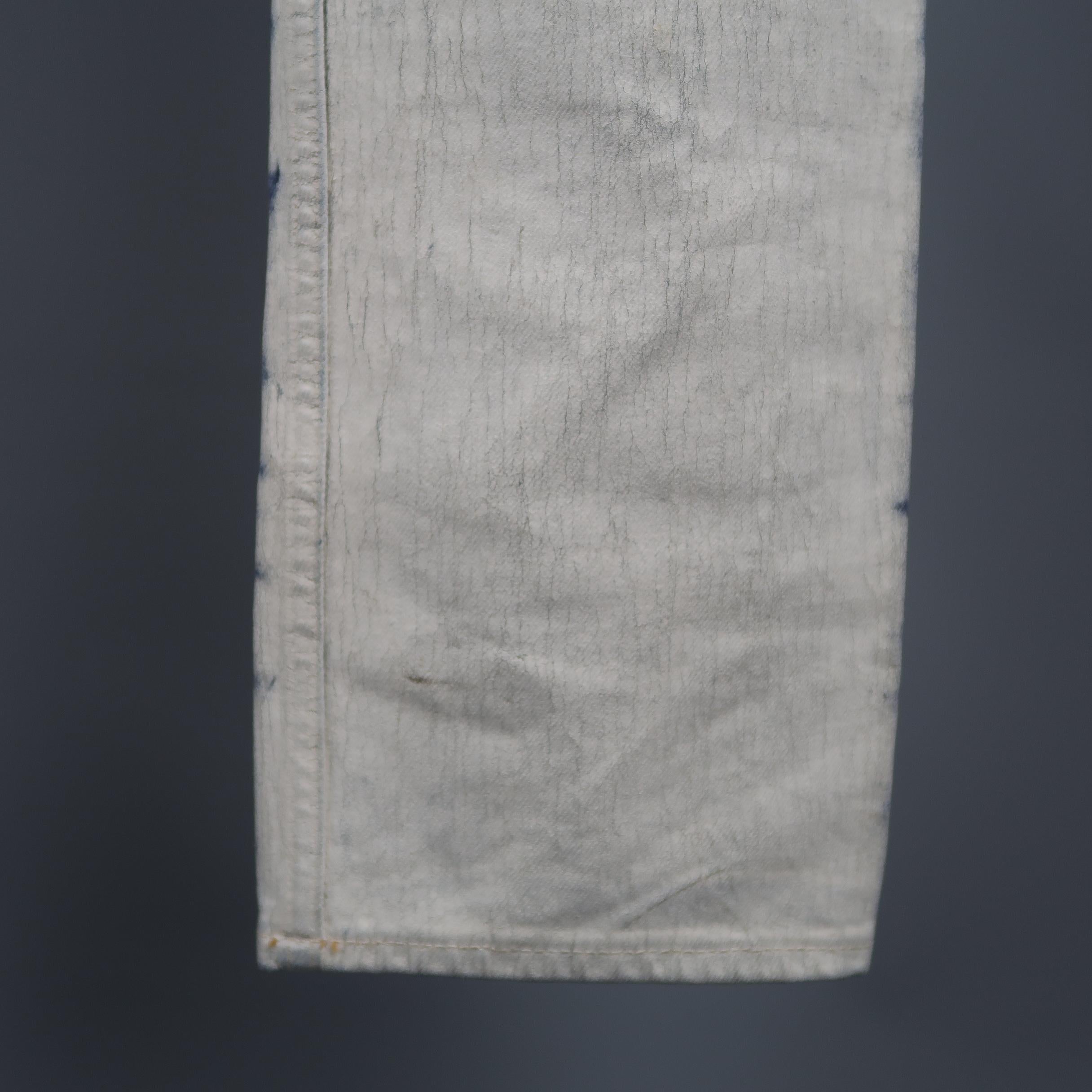 Maison Martin Margiela White Painted Denim Jeans In Good Condition In San Francisco, CA