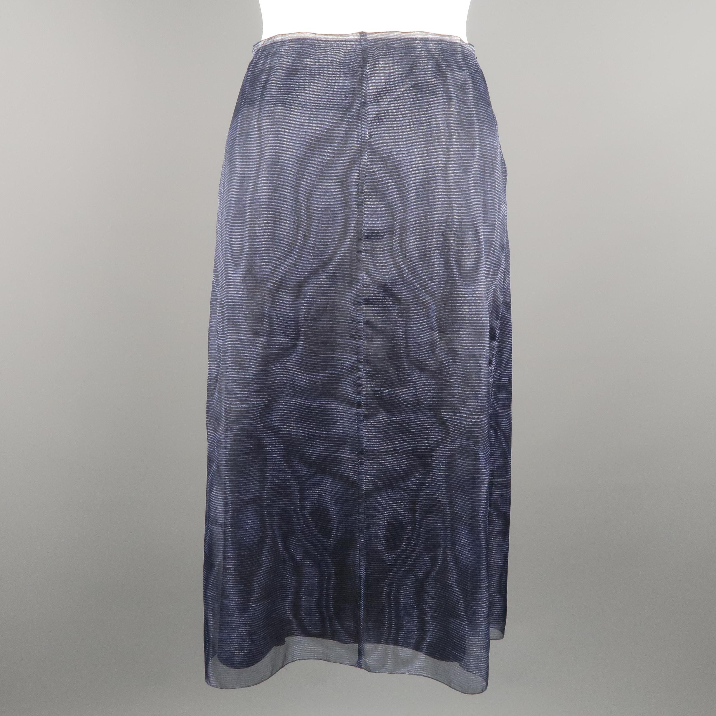 PRADA Size 6 Blue Silk Moare Pencil Skirt In Excellent Condition In San Francisco, CA
