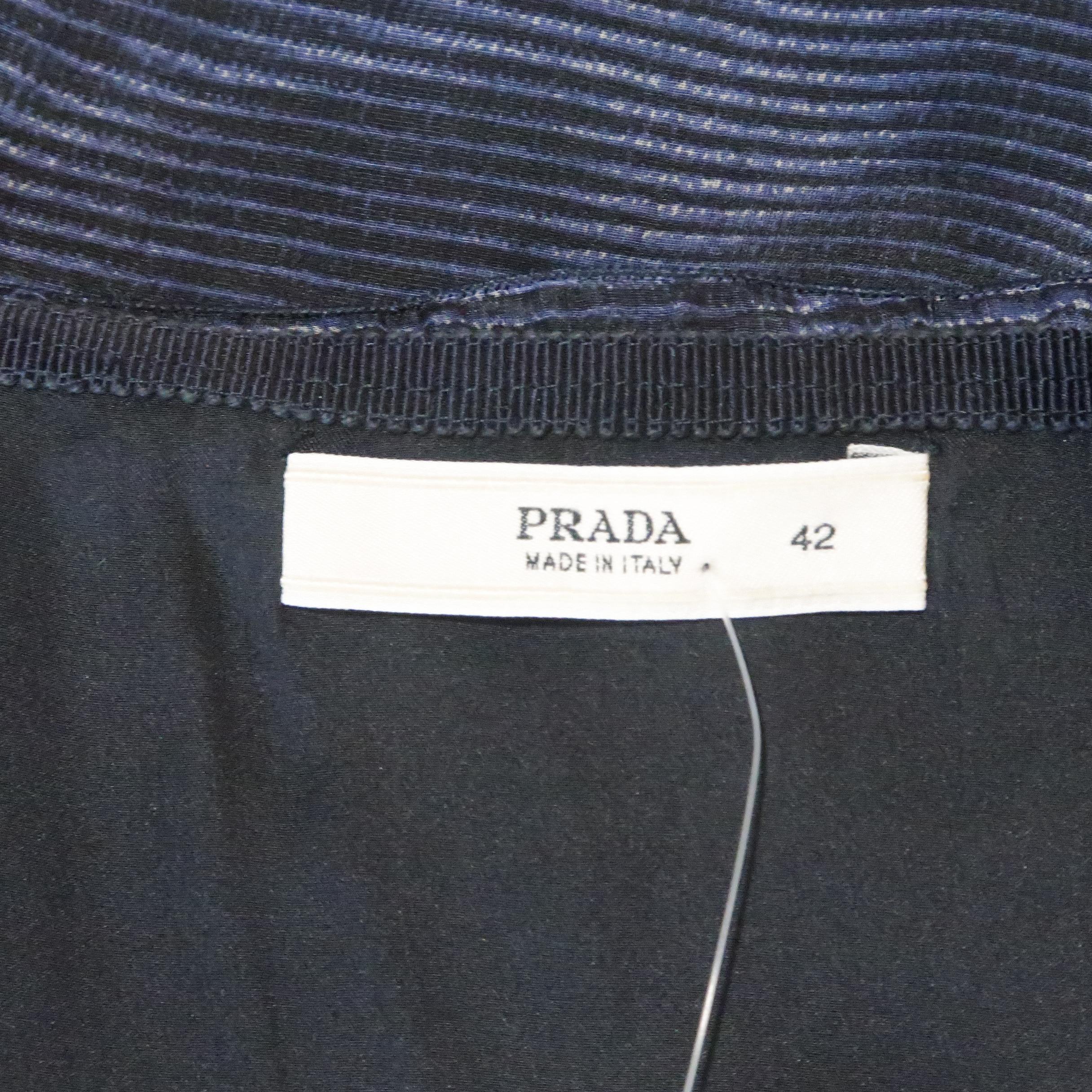 PRADA Size 6 Blue Silk Moare Pencil Skirt 1