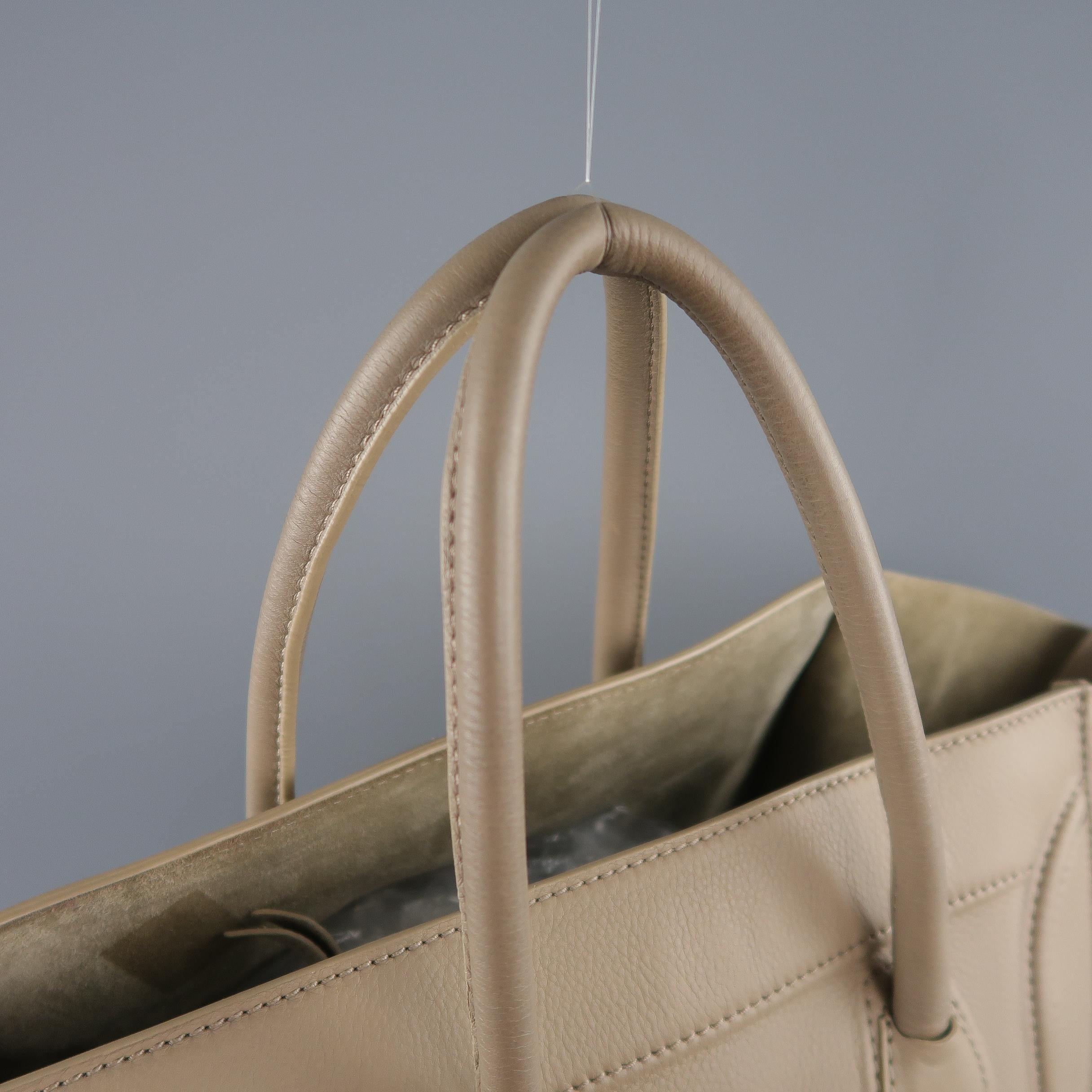 CELINE Taupe Pebble Grain Leather PHANTOM Medium Tote Handbag  6