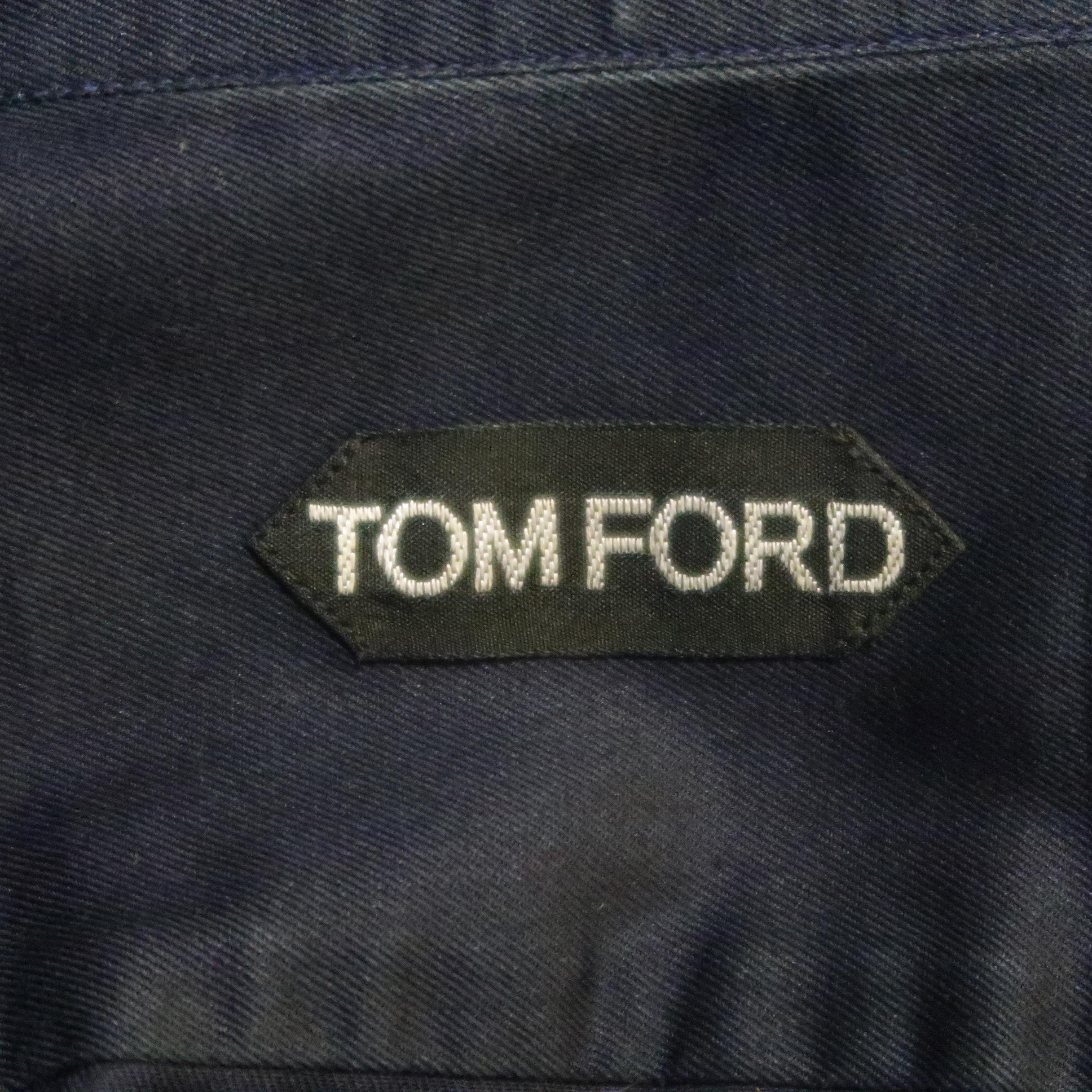 TOM FORD Size M Navy Solid Cotton Long Sleeve Shirt 3