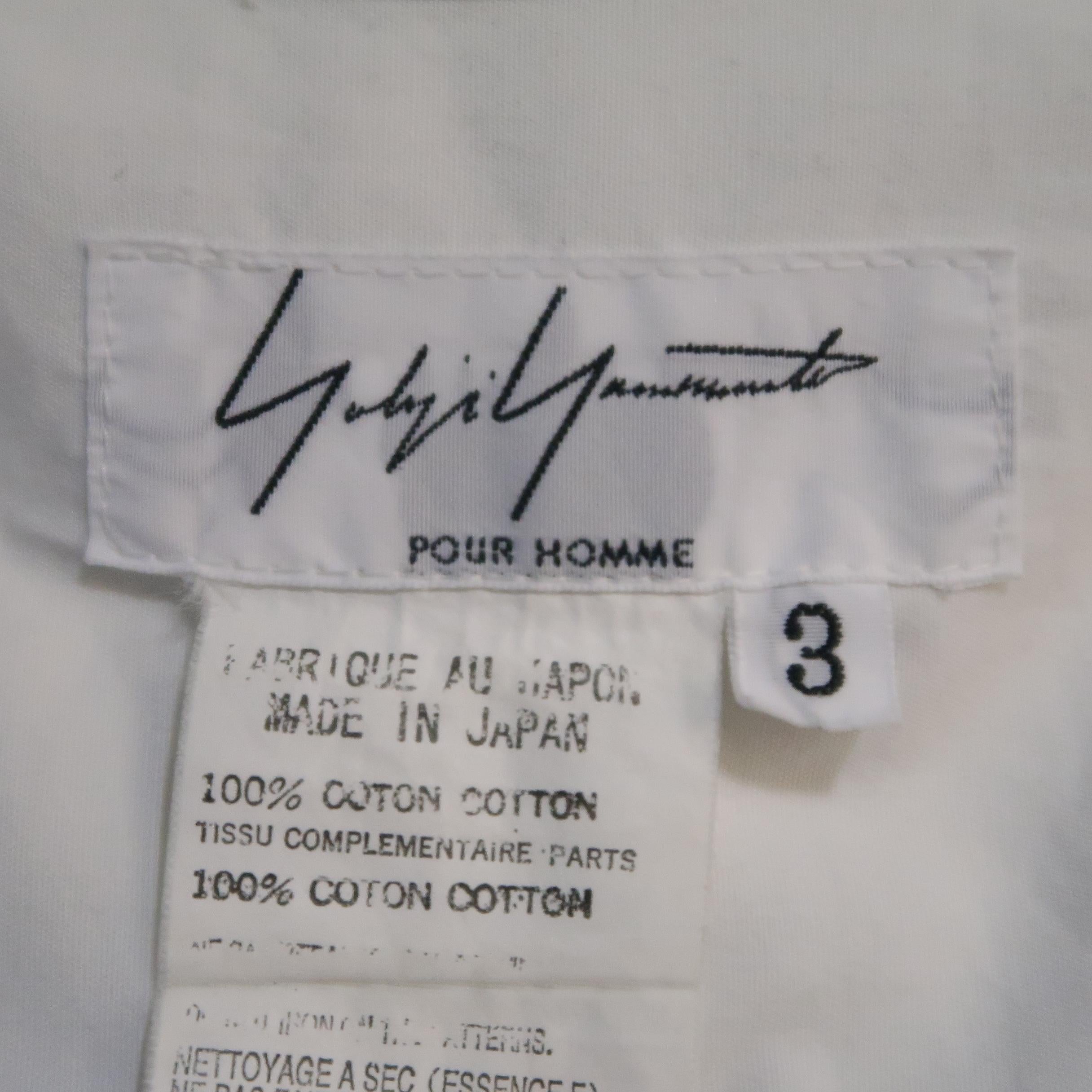 YOHJI YAMAMOTO Shirt - 100% - Size L White Graphic Cotton Long Sleeve Shirt 2007 In Good Condition In San Francisco, CA
