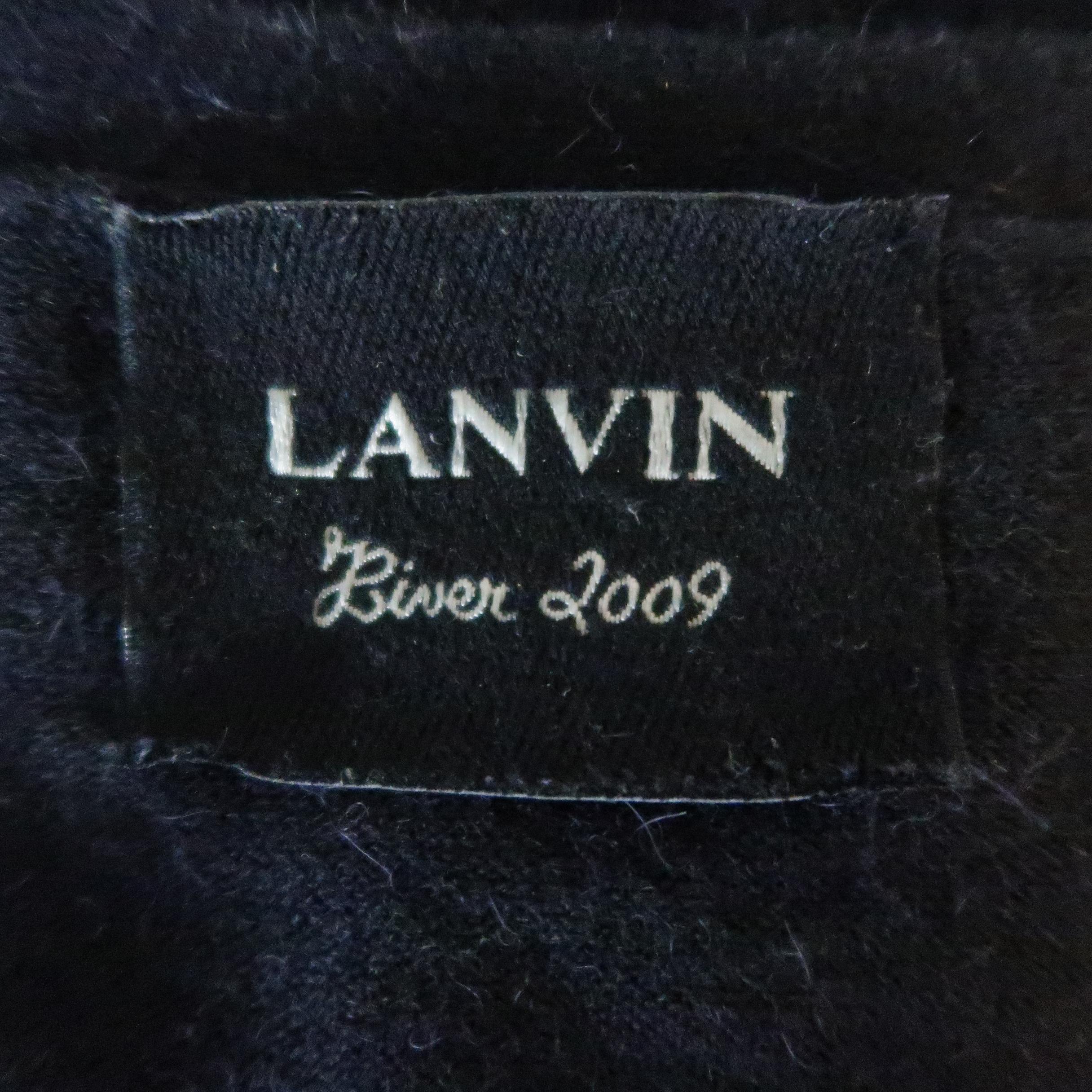 LANVIN Size M Black Metallic Burnout Jacquard Panel Cardigan 4