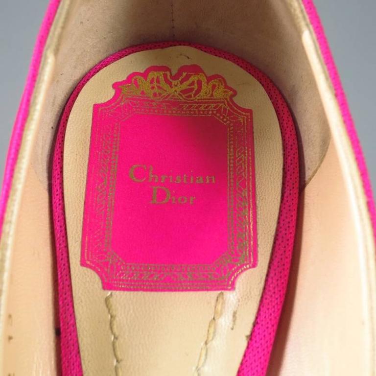 CHRISTIAN DIOR by Raf Simons Size 6 Neon Pink Pointed Pumps Rosa Spring
