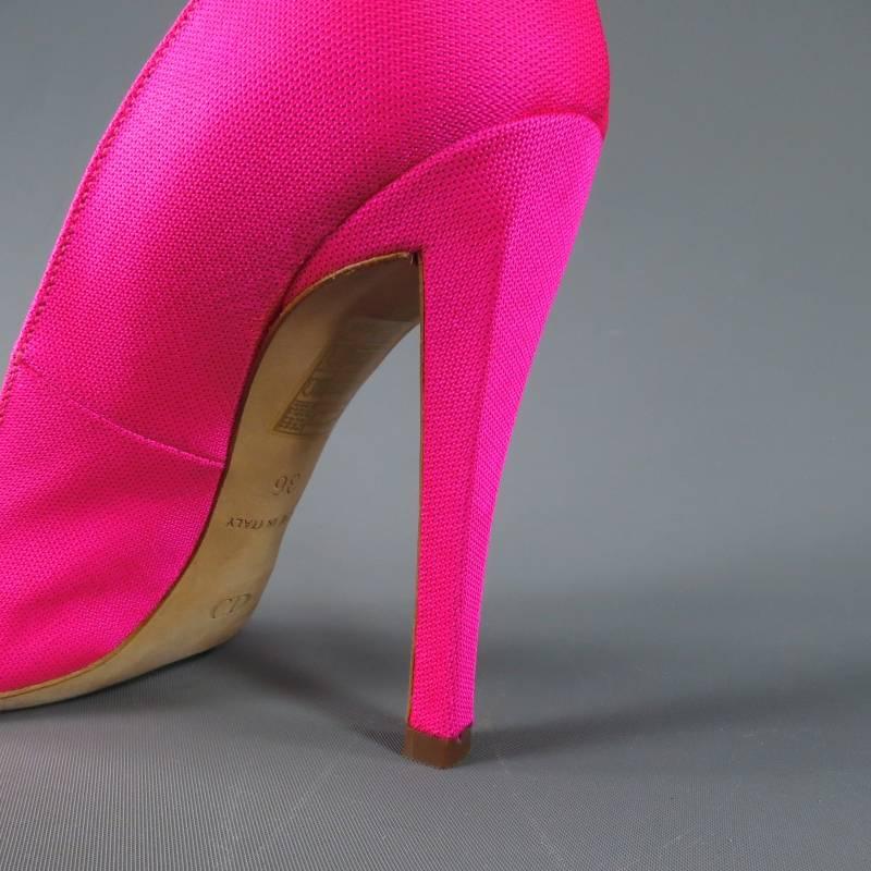 CHRISTIAN DIOR by Raf Simons Size 6 Neon Pink Pointed Pumps Rosa Spring 2013 In Excellent Condition In San Francisco, CA