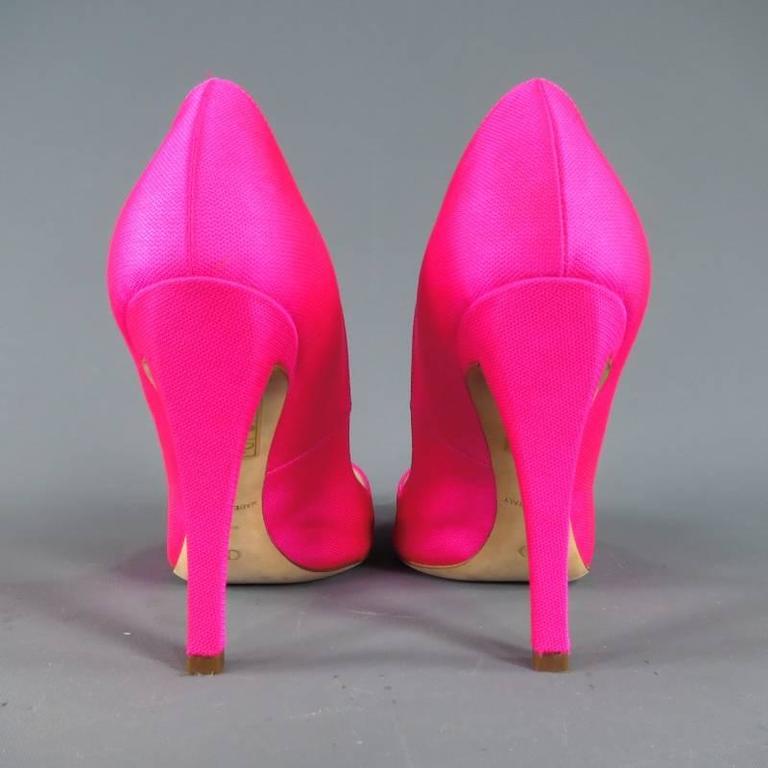 CHRISTIAN DIOR by Raf Simons Size 6 Neon Pink Pointed Pumps Rosa Spring