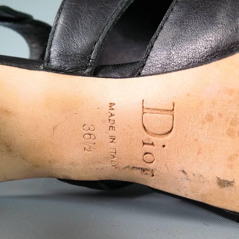 CHRISTIAN DIOR Size 6.5 Black Leather -EXTREME- Gladiator Platform Sandals 1