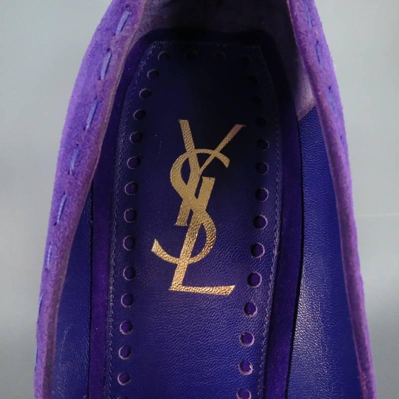 Women's YVES SAINT LAURENT Size 6 Purple Suede Tassels Loafer - Saint GERMAN- Pumps