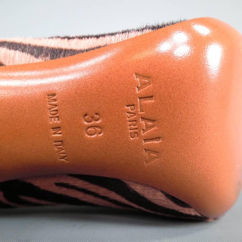 ALAÏA Size 6 Pink Zebra Tiger Pony Hair Square Toe Bow Pumps 3