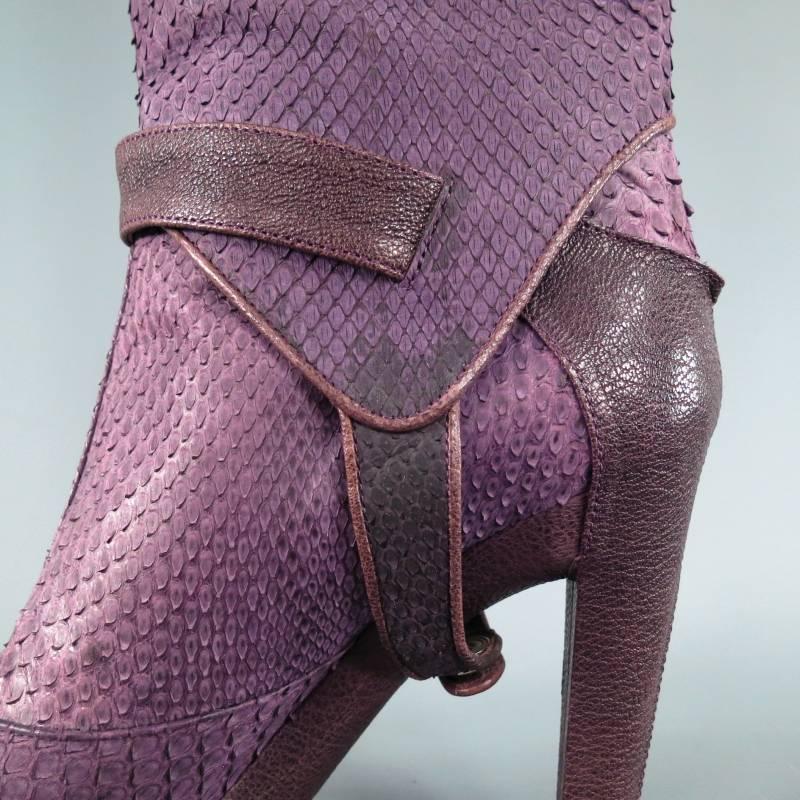 CHRISTIAN DIOR Size 6.5 Purple Python Knee High Harness Boots 4