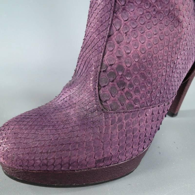 CHRISTIAN DIOR Size 6.5 Purple Python Knee High Harness Boots 5
