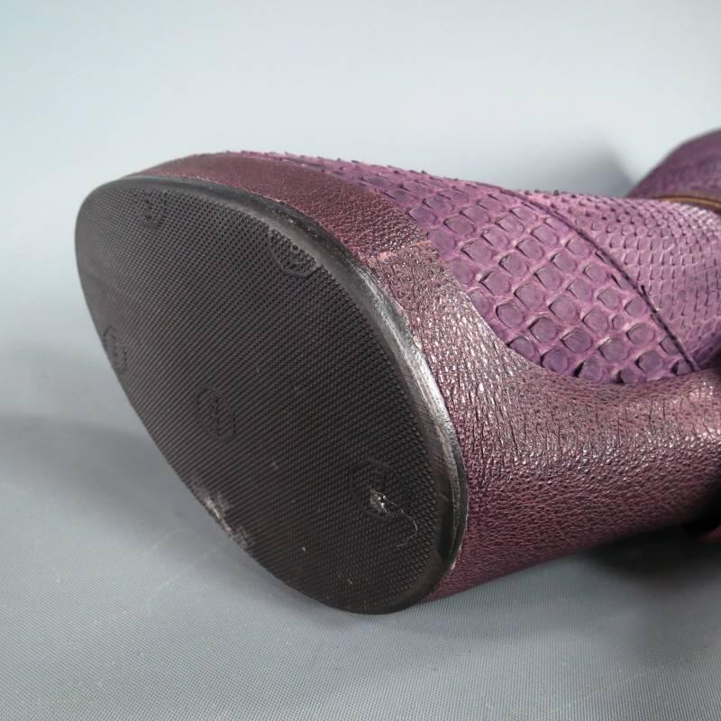 CHRISTIAN DIOR Size 6.5 Purple Python Knee High Harness Boots 2
