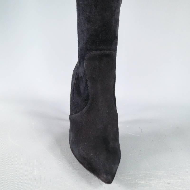 GIUSEPPE ZANOTTI Size 6.5 Black Suede Pointed Over the Knee Yvette Heel Boots In Excellent Condition In San Francisco, CA