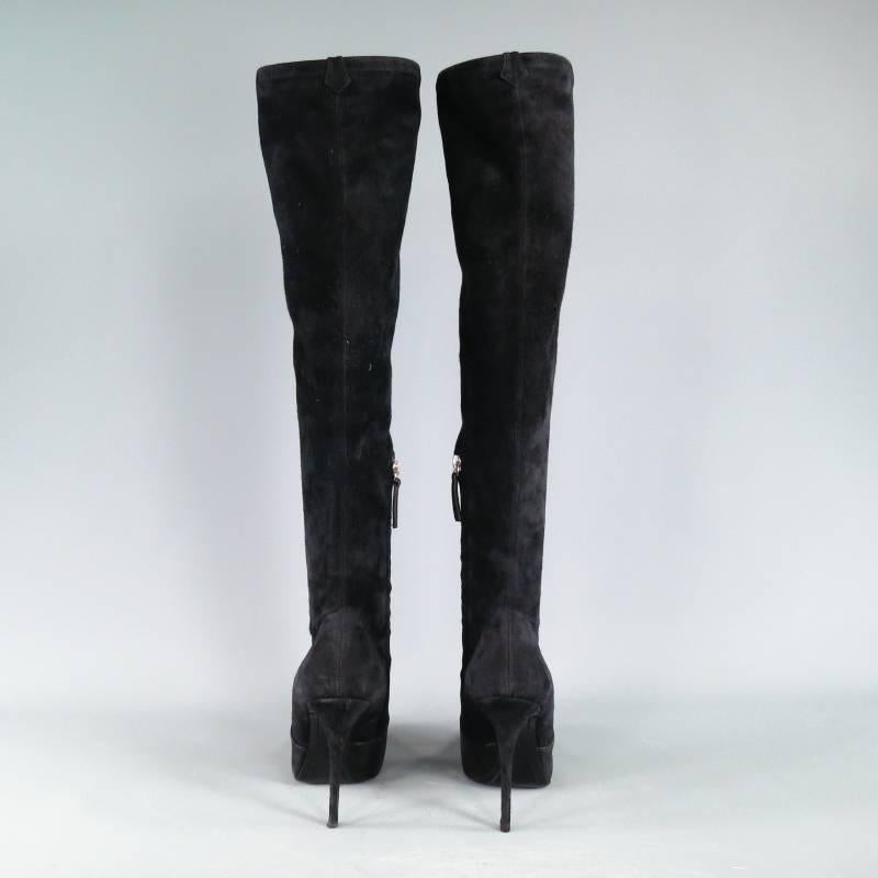 GIUSEPPE ZANOTTI Size 6.5 Black Suede Pointed Over the Knee Yvette Heel Boots 3
