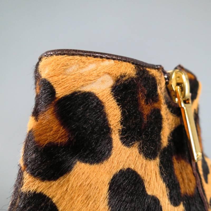 CHRISTIAN DIOR Size 6.5 Leopard Pony Hair Platform Booties In Good Condition In San Francisco, CA
