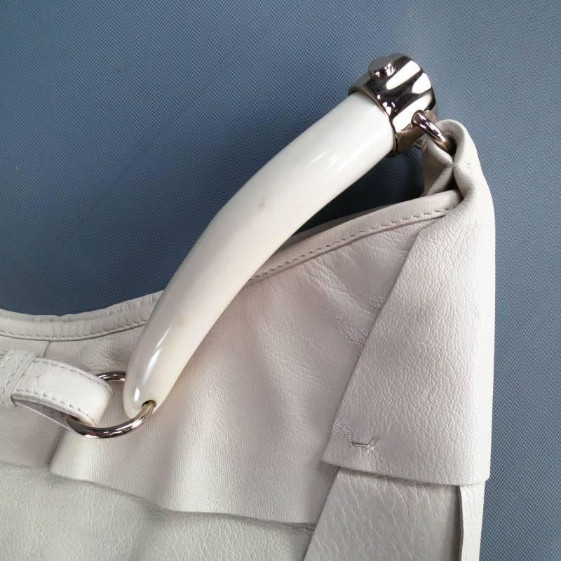 YVES SAINT LAURENT by TOM FORD Cream Leather ST. Tropez Double Horn Shoulder Bag 1