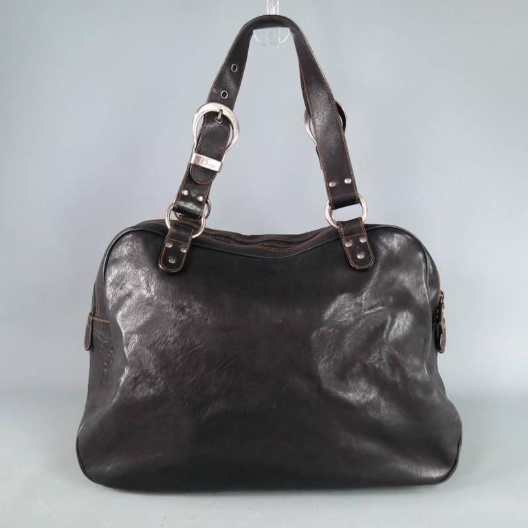 DIOR Black and Brown Leather Sac Gaucho Belt Buckle Saddle Shoulder Bag ...