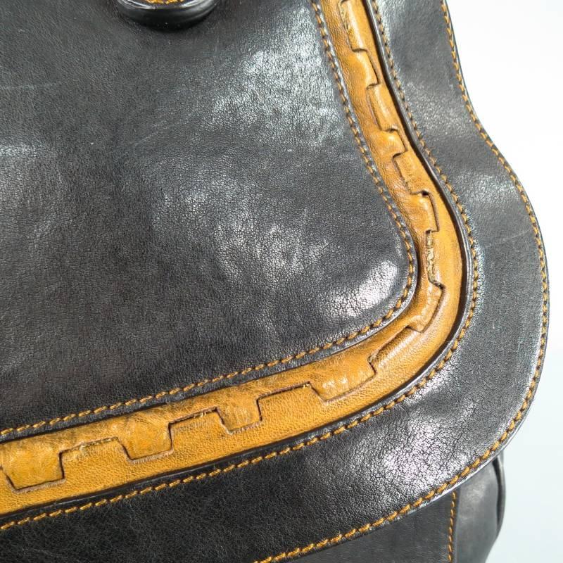 DIOR Black & Brown Leather Sac Gaucho Belt Buckle Saddle Shoulder Bag 3