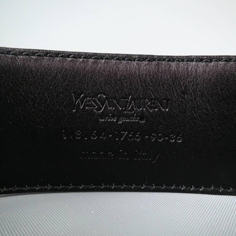 YVES SAINT LAURENT by TOM FORD Black Leather Silver Logo Belt In Excellent Condition In San Francisco, CA