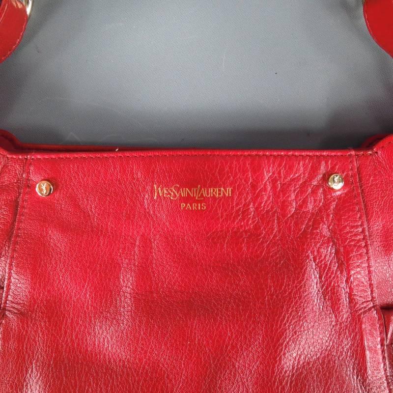 YVES SAINT LAURENT by TOM FORD Red Leather -Mala Mala- Horn Handle Handbag 1