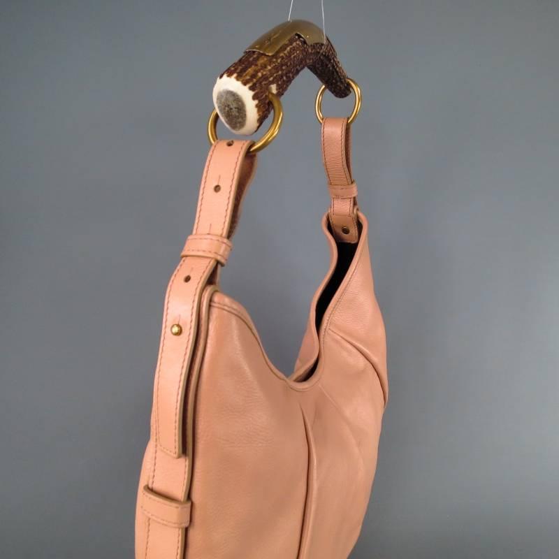 YVES SAINT LAURENT by TOM FORD Pink Leather Horn Handle Mombasa Shoulder Bag In New Condition In San Francisco, CA