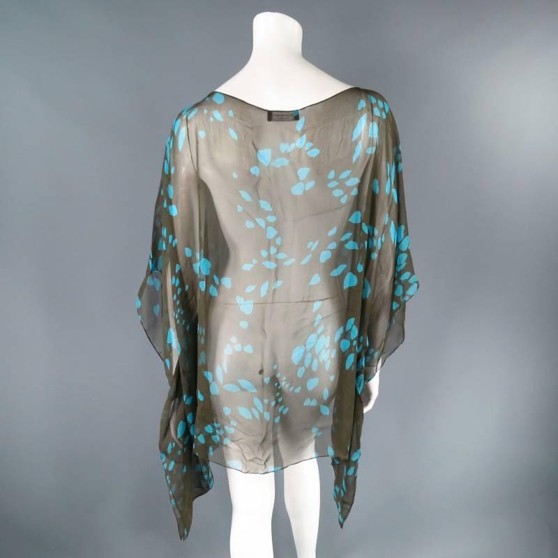 Yves Saint Laurent Green and Blue Lip Print Chiffon Scarf Shawl Top 3