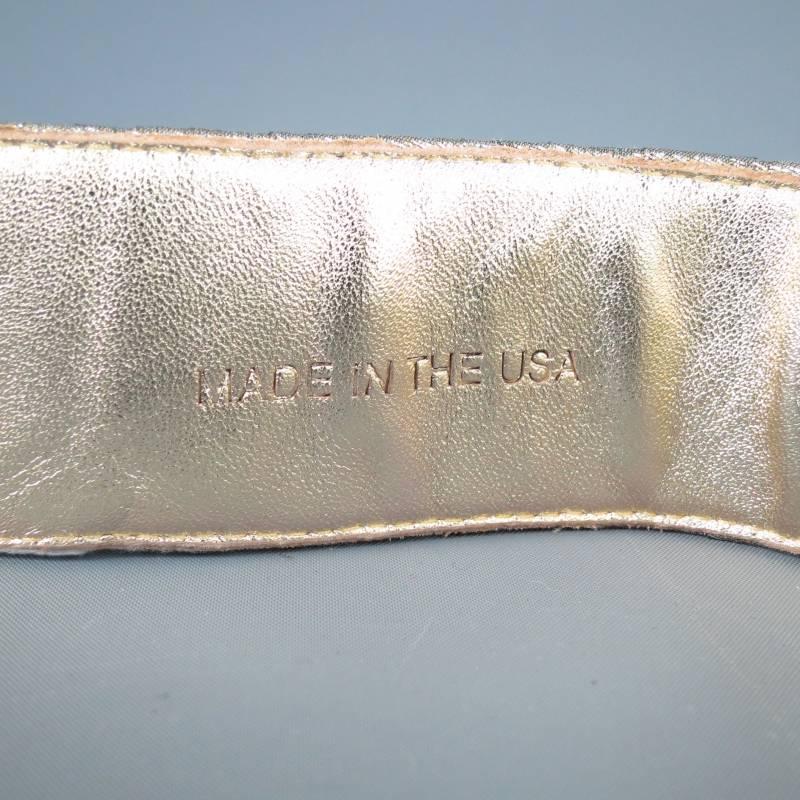 OSCAR DE LA RENTA Silver Metallic Tulle Gold Knot Buckle Leather Belt 2