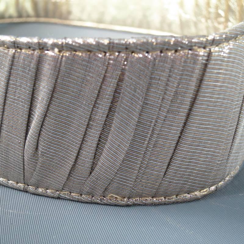 OSCAR DE LA RENTA Silver Metallic Tulle Gold Knot Buckle Leather Belt 4