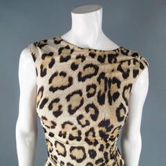 ROBERTO CAVALLI Size 4 Sleeveless Beige Leopard Maxi Cutout Dress