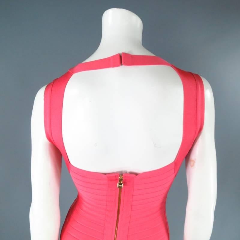 HERVE LEGER Size S Pink Sleeveless Bandage Cocktail Midi Dress 2