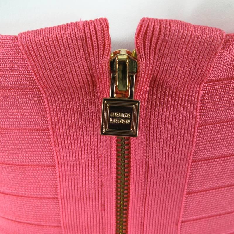 HERVE LEGER Size S Pink Sleeveless Bandage Cocktail Midi Dress 3