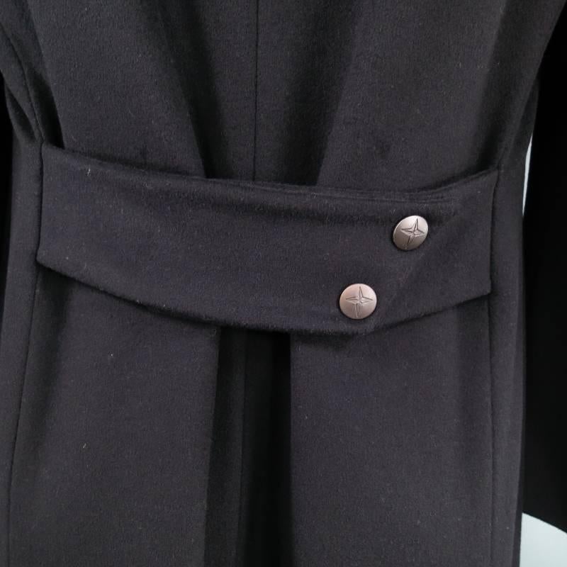 THIERRY MUGLER 38 Black Wool Blend Back Belt Coat 1