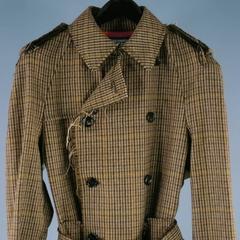 JUNYA WATANABE 42 Olive Raw Edge Glenplaid Wool Trenchcoat
