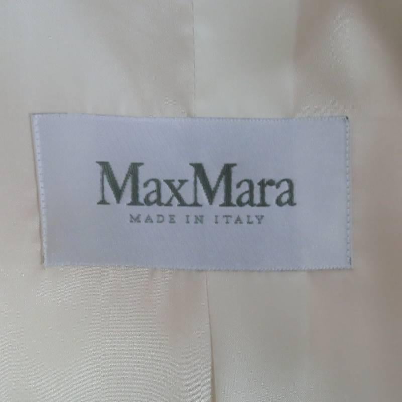 MAX MARA Size 14 Cream Wool Blend Suede Fringe Belt Double Breasted Pea Coat 2