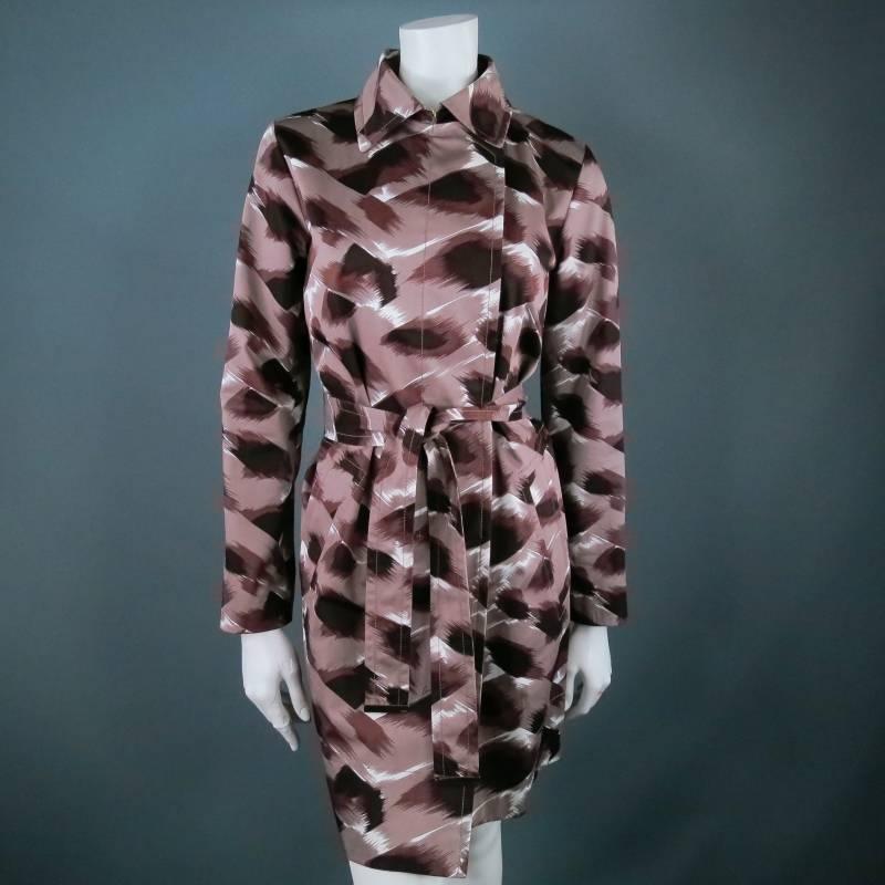 Gucci Taupe Cotton Marble Brush Stroke Print Belted Trenchcoat 2