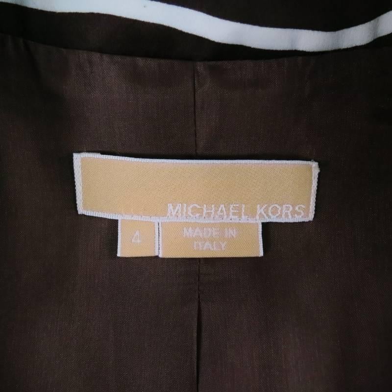 Michael Kors Brown and White Zebra Print Double Breasted Trench coat In Excellent Condition In San Francisco, CA