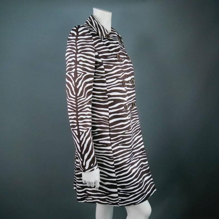 Michael Kors Brown and White Zebra Print Double Breasted Trench coat at ...