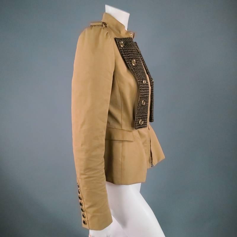 Women's BURBERRY PRORSUM Size 10 Khaki Cotton/nylon Structured Glenplaid PanelJacket