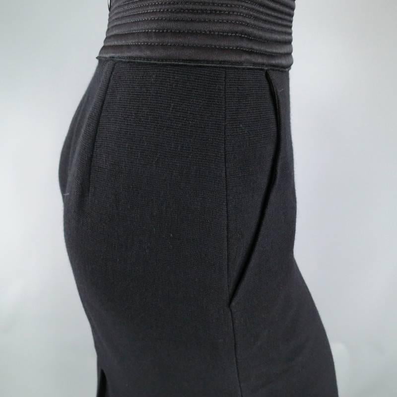 Jean Paul Gaultier Black Stretch Wool Blend Silk Cumberband Pencil Skirt 1