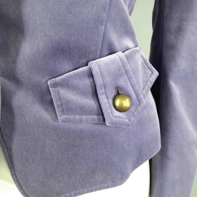 Gray YVES SAINT LAURENT by TOM FORD Size 6 Lavender Velvet Military Jacket 2004