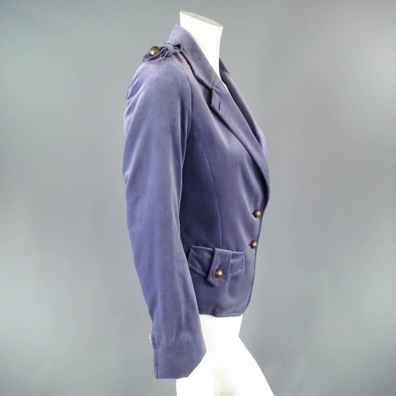 YVES SAINT LAURENT by TOM FORD Size 6 Lavender Velvet Military Jacket 2004 4