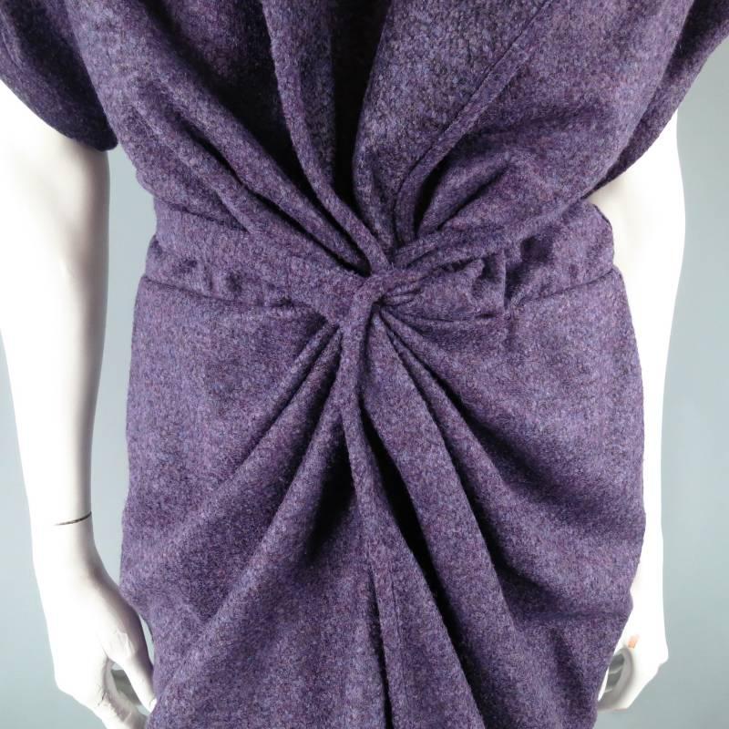 ESCADA Size 6 Purple Heather Wool Blend Layered 2 in 1 Coat Dress 5