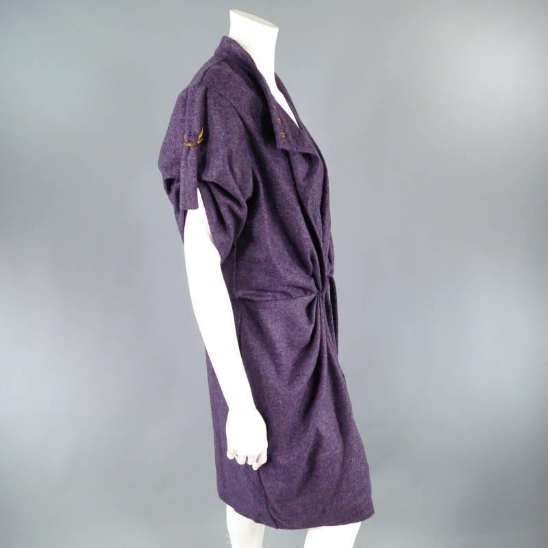 ESCADA Size 6 Purple Heather Wool Blend Layered 2 in 1 Coat Dress 1