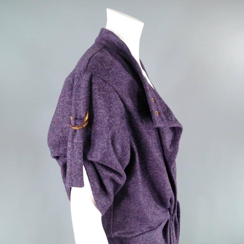 Black ESCADA Size 6 Purple Heather Wool Blend Layered 2 in 1 Coat Dress