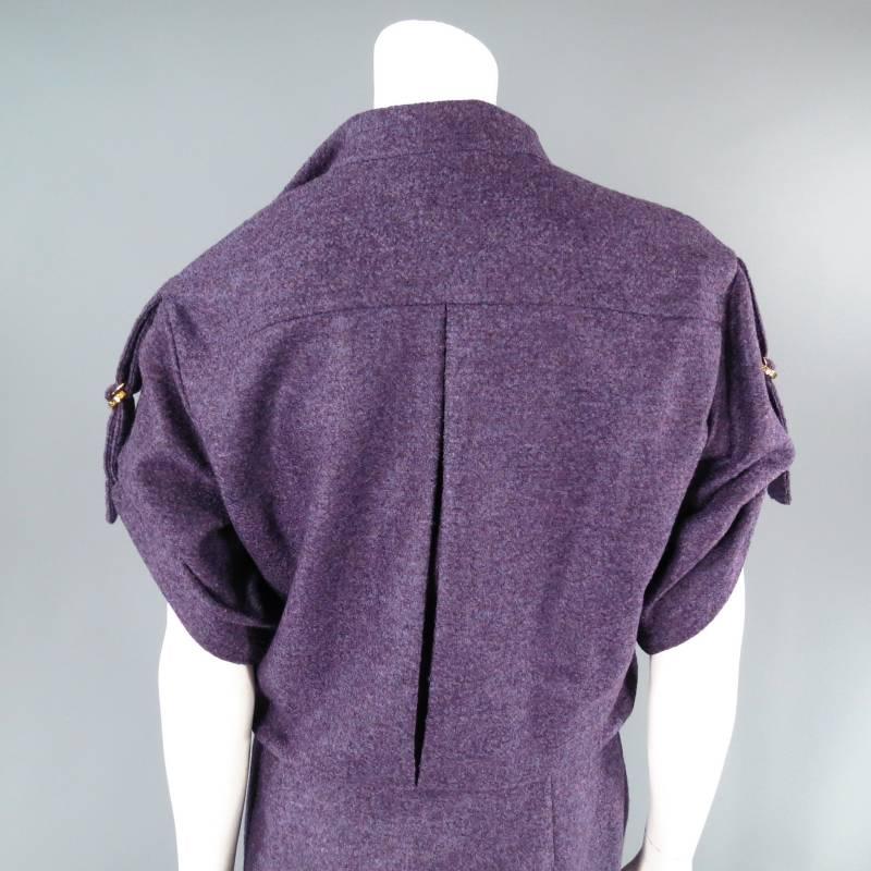 Women's ESCADA Size 6 Purple Heather Wool Blend Layered 2 in 1 Coat Dress