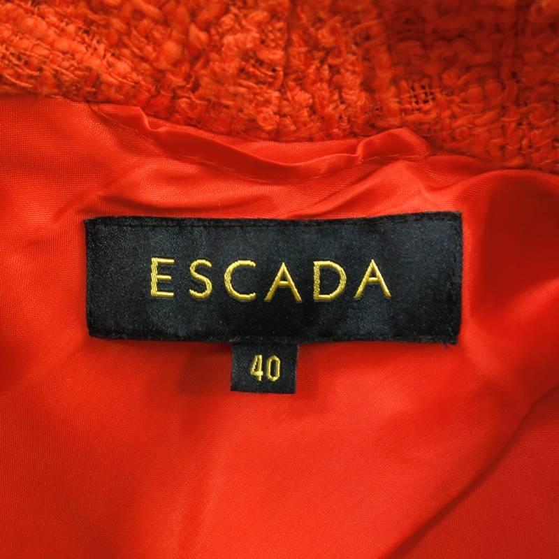 ESCADA Size 10 Red White & Navy Painted Tweed Jacket 7