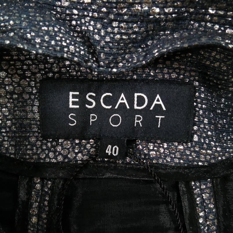 ESCADA SPORT Size 10 Metallic Silver Removable Collar Snap Jacket 5